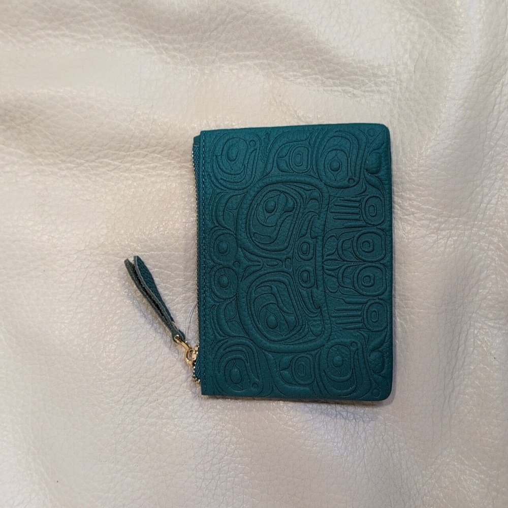 Indigenous 'Spirit Of Nuxalk' Design By Chazz Mack Embossed Leather Coin Holder